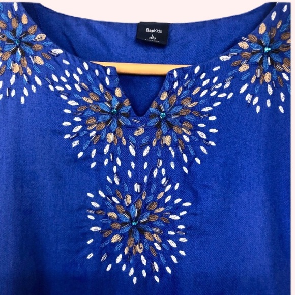 Gap Kids Blue Cotton Embroidered Dress Size 10L - Picture 2 of 12